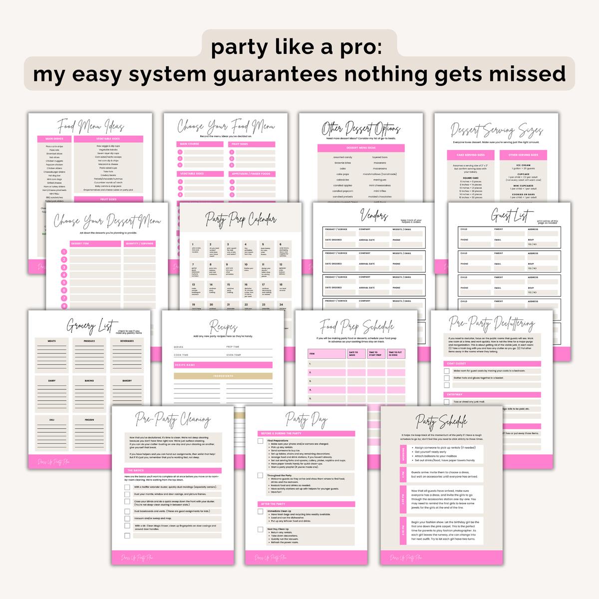 Dress Up Birthday Party Plan INSTANT DOWNLOAD