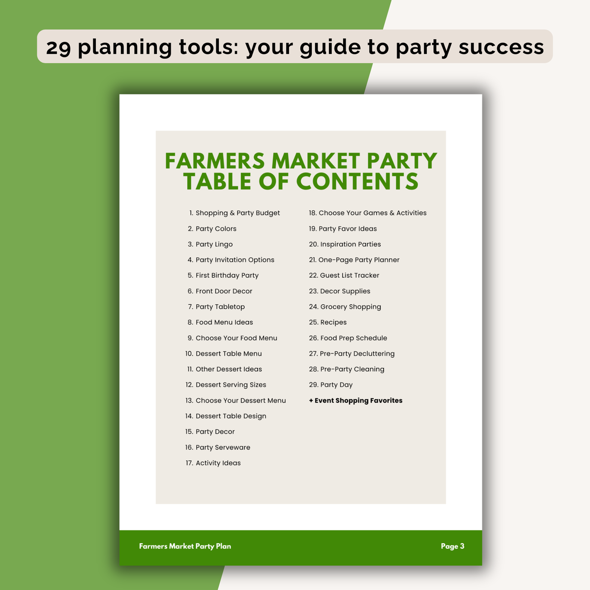 Farmers Market Birthday Party Plan INSTANT DOWNLOAD