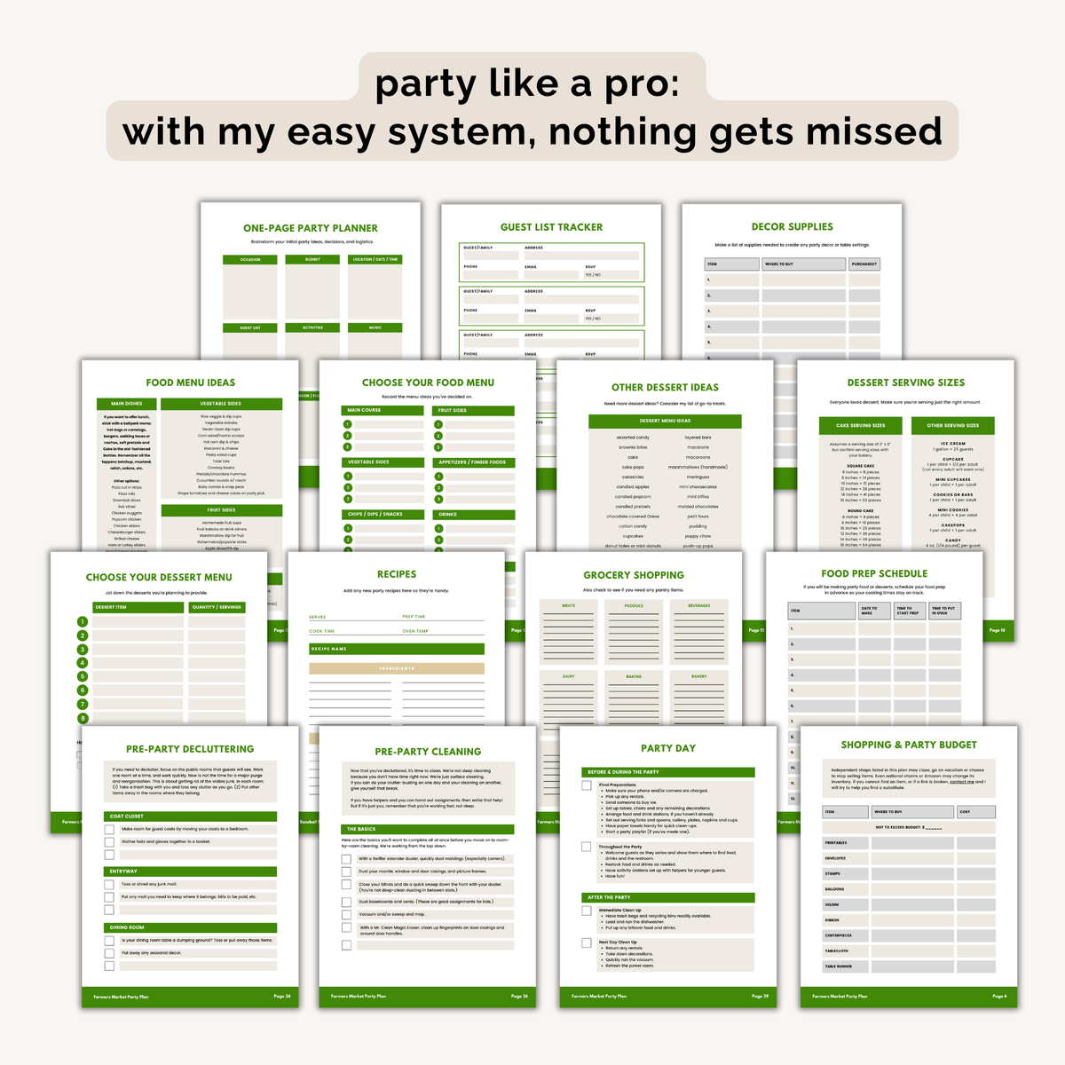 Farmers Market Birthday Party Plan INSTANT DOWNLOAD