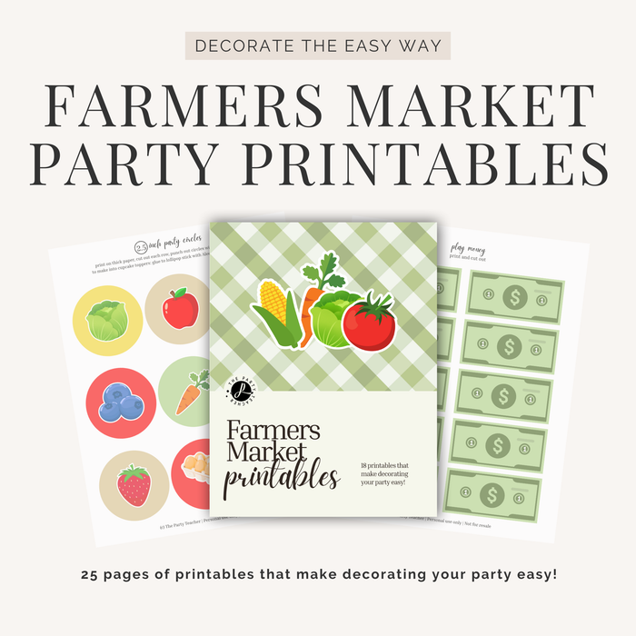 Farmers Market Birthday Party Printables INSTANT DOWNLOAD