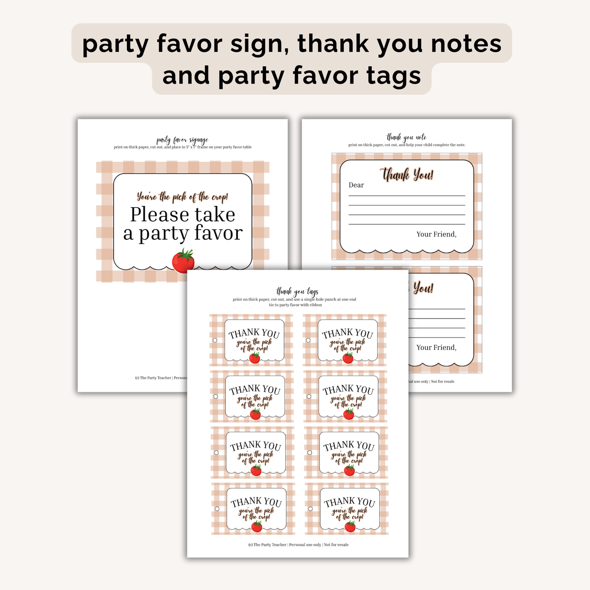 Farmers Market Birthday Party Printables INSTANT DOWNLOAD