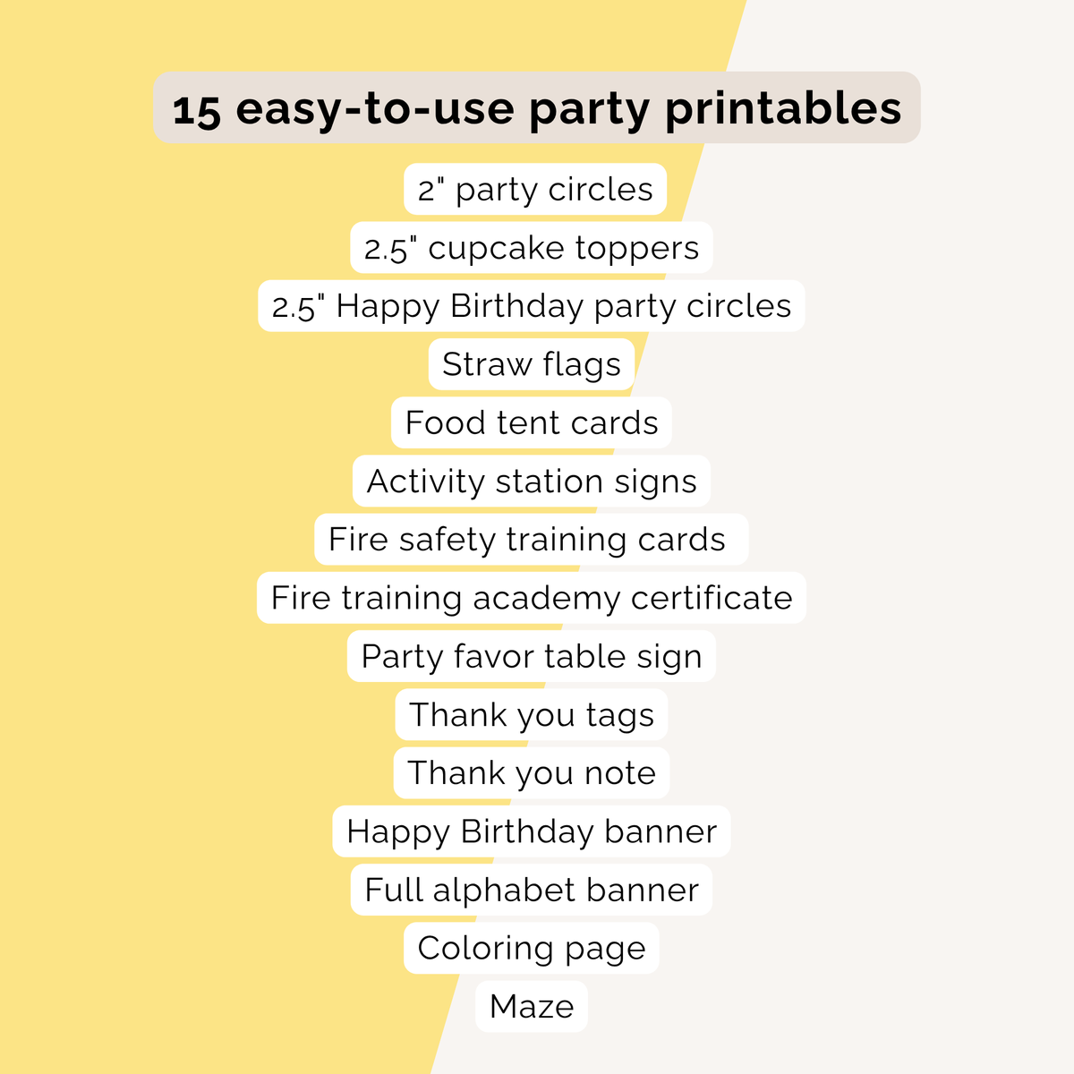 Firefighter Birthday Party Printables INSTANT DOWNLOAD