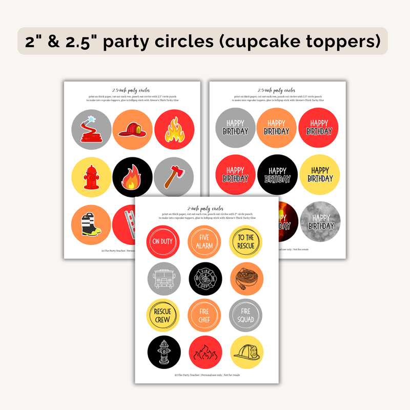 Firefighter Birthday Party Printables INSTANT DOWNLOAD
