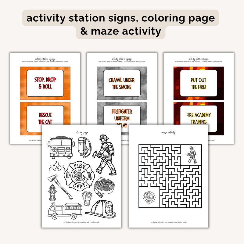 Firefighter Birthday Party Printables INSTANT DOWNLOAD