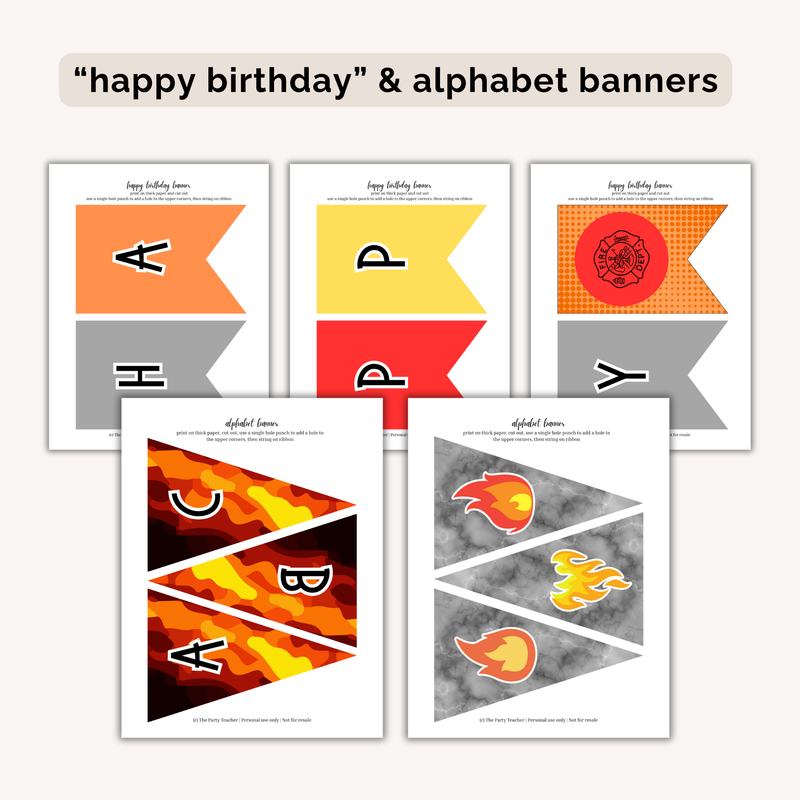 Firefighter Birthday Party Printables INSTANT DOWNLOAD