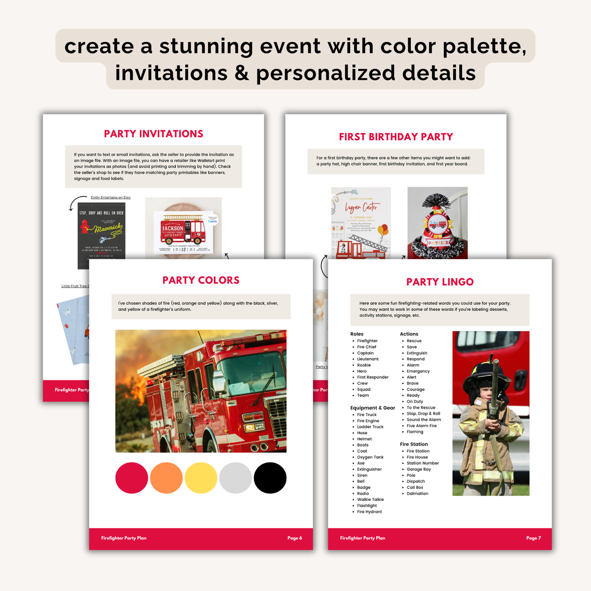Firefighter Birthday Party Plan INSTANT DOWNLOAD