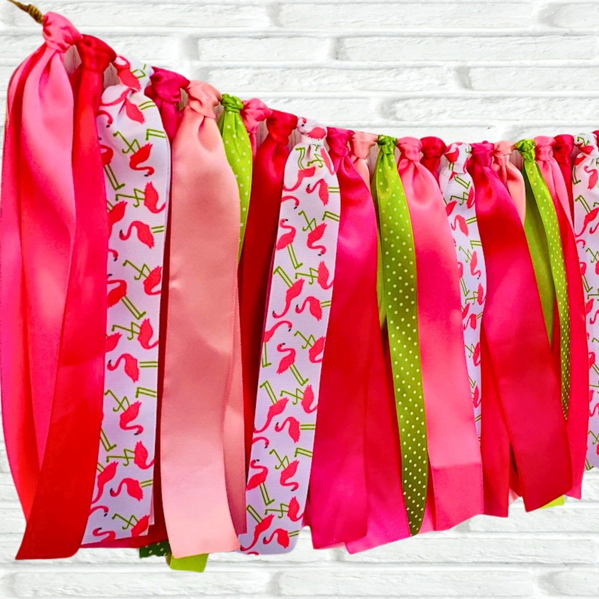 Flamingo ribbon bunting - The Party Teacher - close up