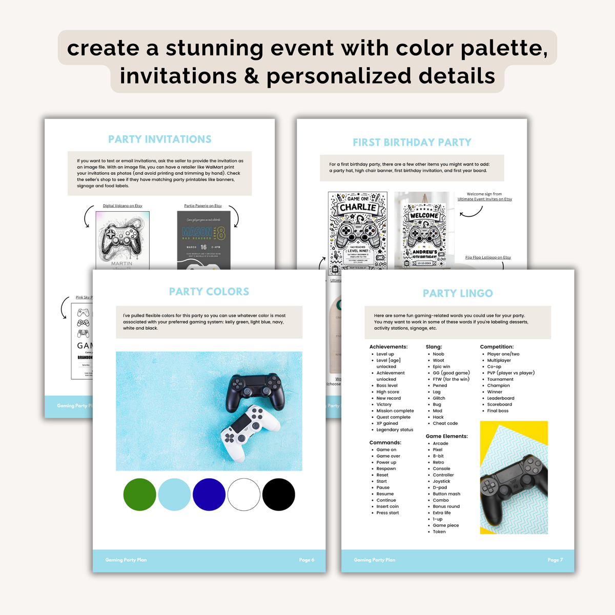 Gaming Birthday Party Plan INSTANT DOWNLOAD