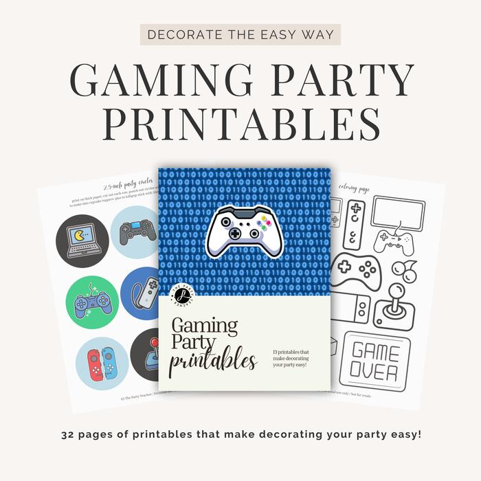 Gaming Birthday Party Printables INSTANT DOWNLOAD