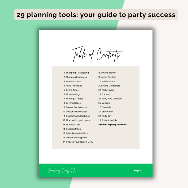 Gardening Birthday Party Plan INSTANT DOWNLOAD