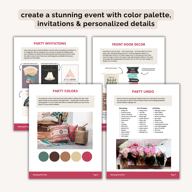 Glamping Birthday Party Plan INSTANT DOWNLOAD