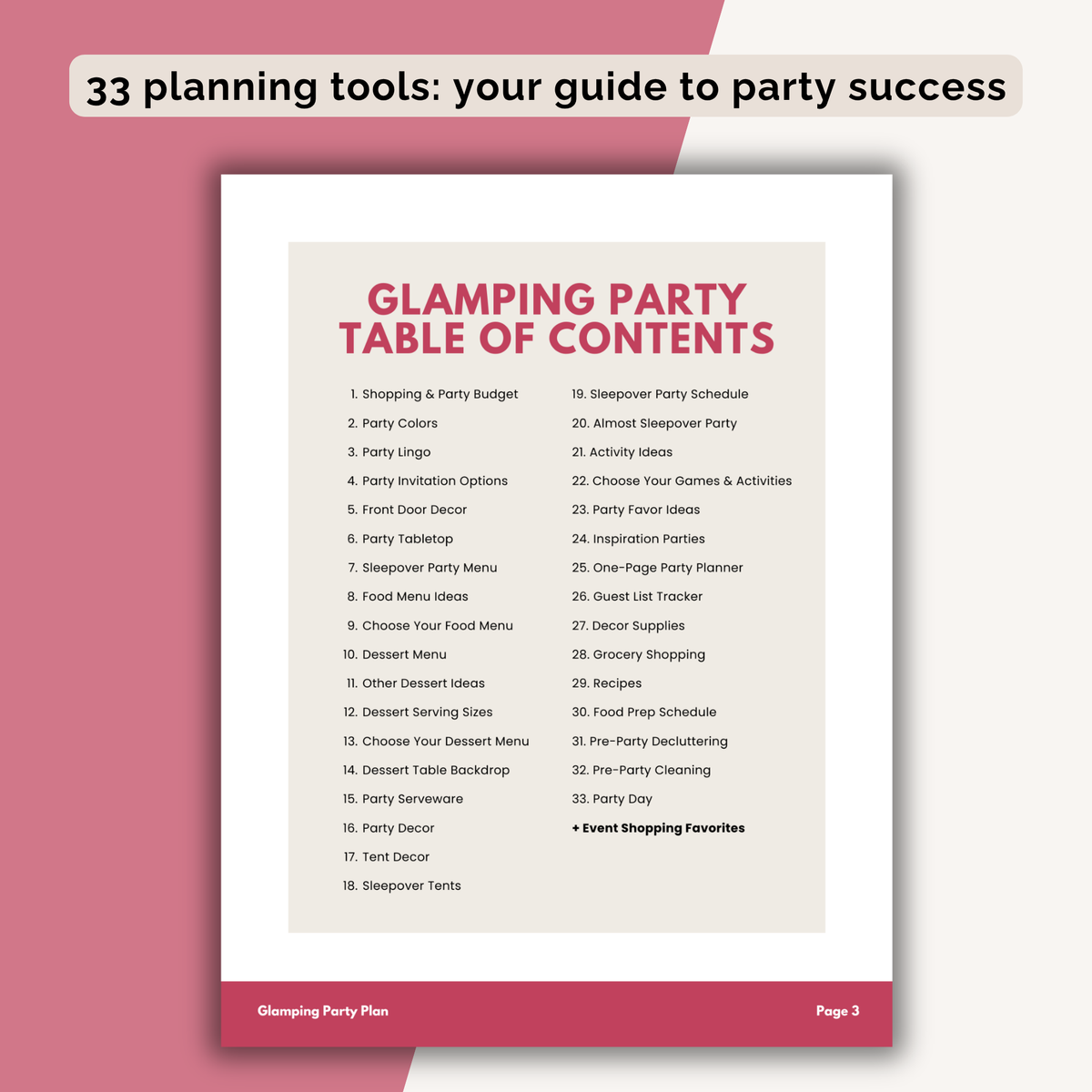 Glamping Birthday Party Plan INSTANT DOWNLOAD