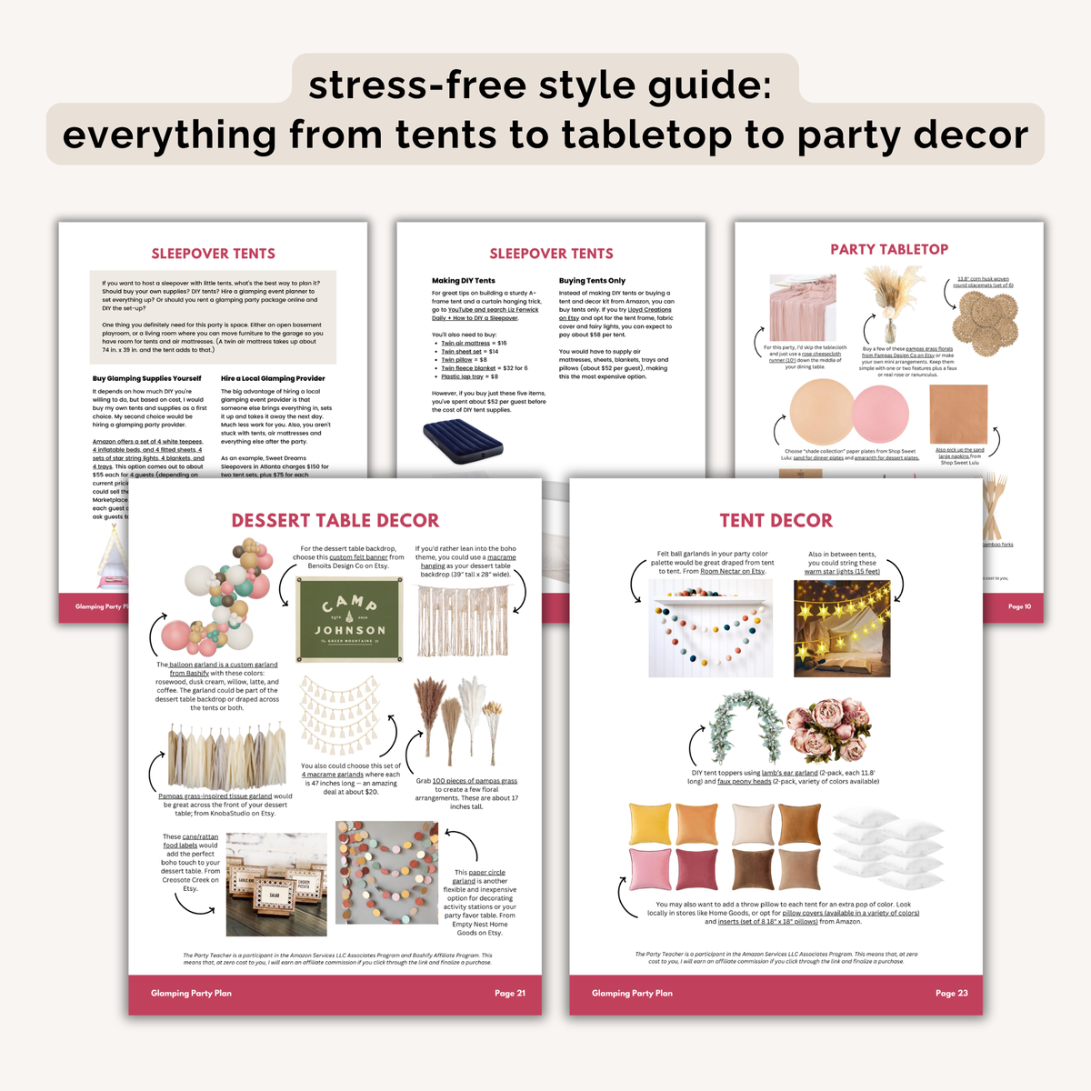 Glamping Birthday Party Plan INSTANT DOWNLOAD