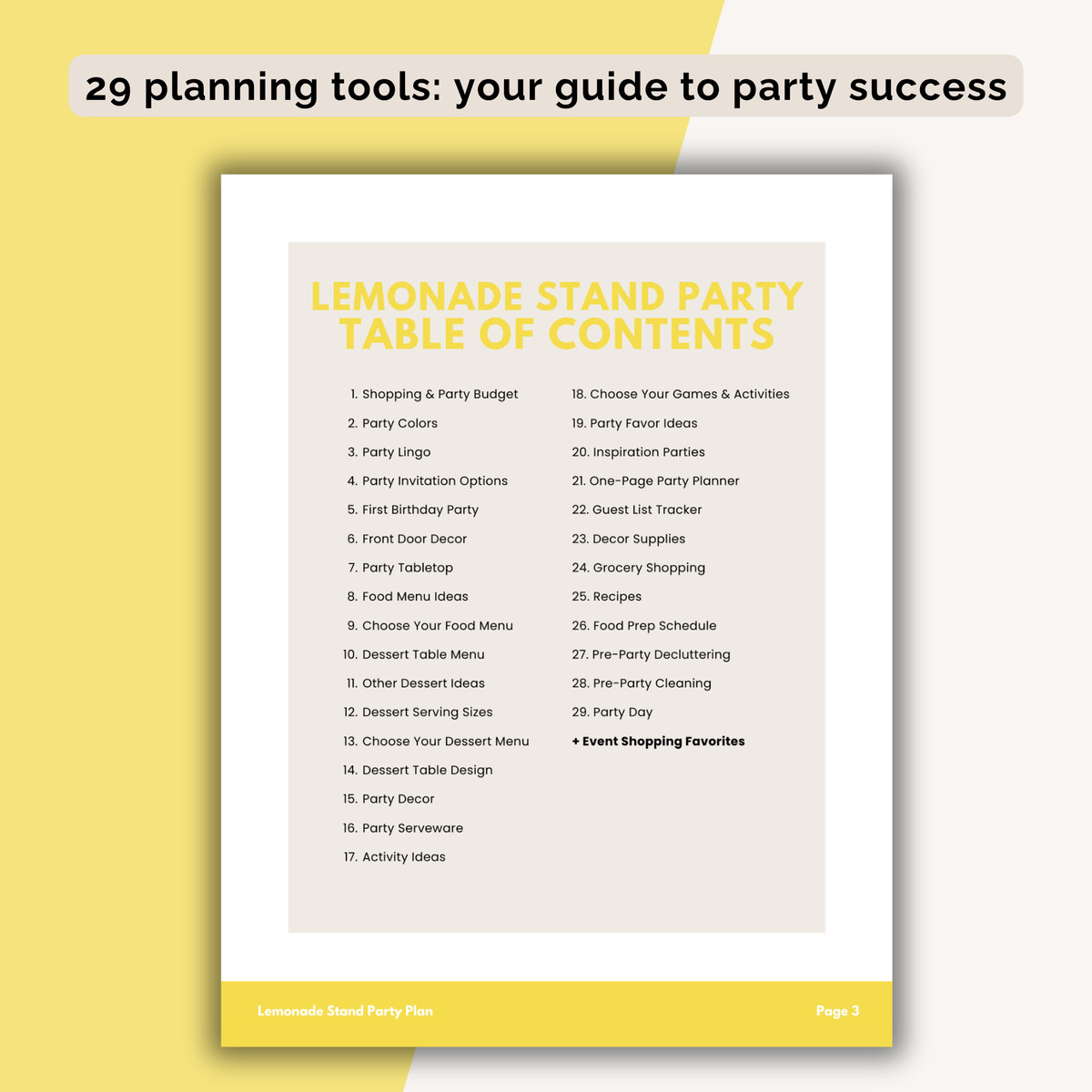 Lemonade Stand Birthday Party Plan INSTANT DOWNLOAD