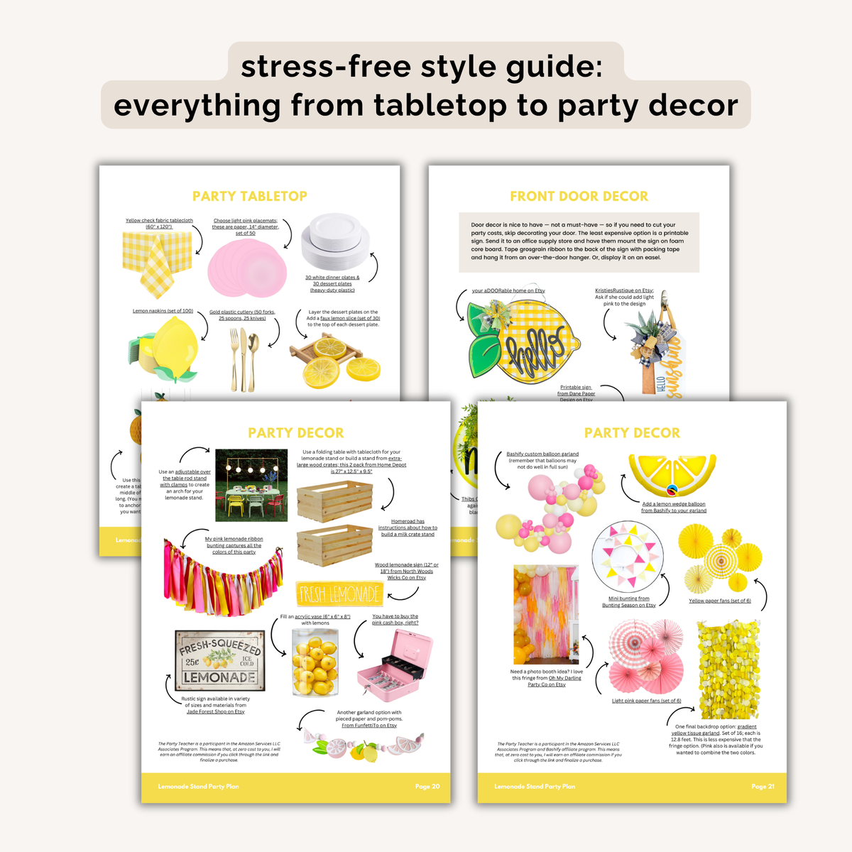 Lemonade Stand Birthday Party Plan INSTANT DOWNLOAD