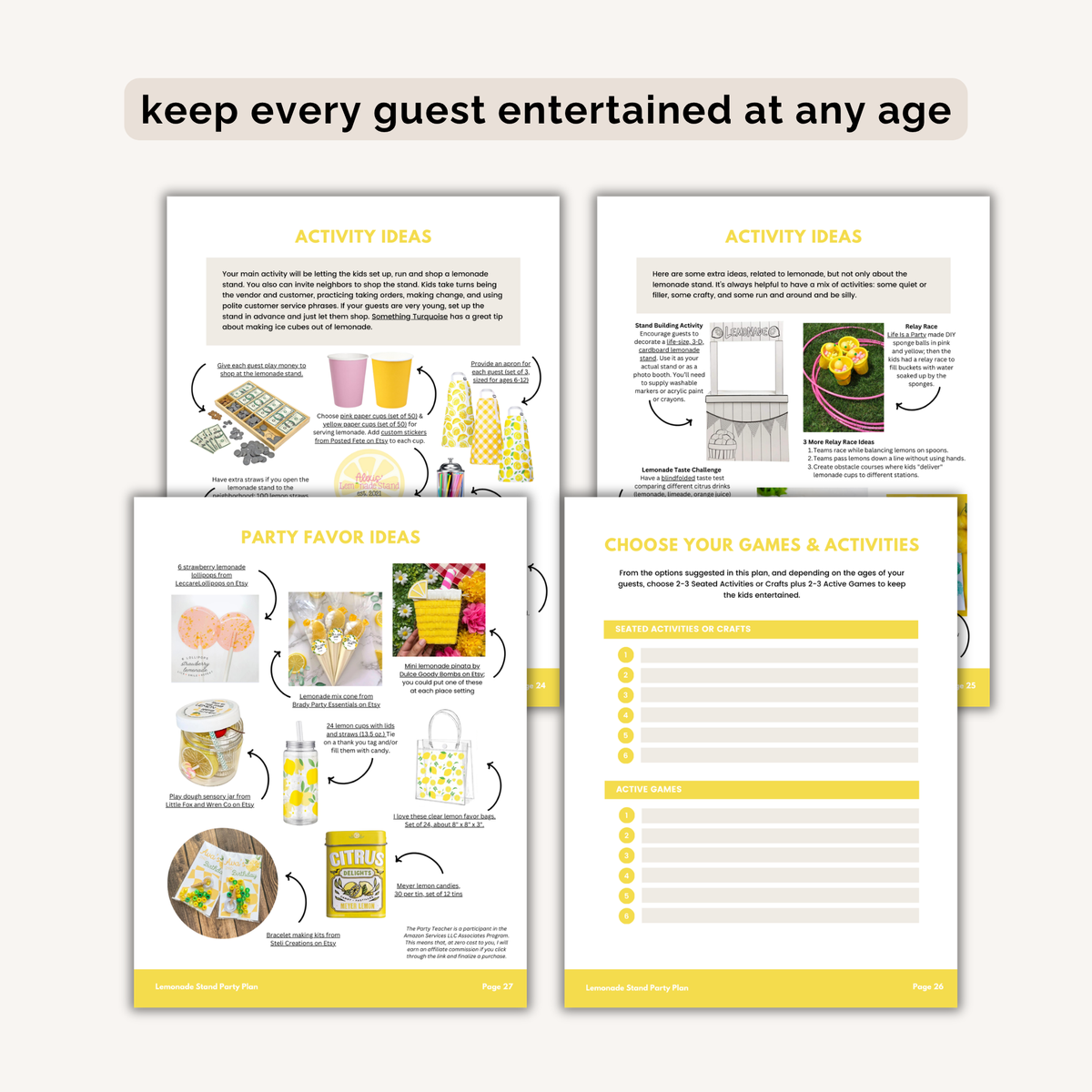 Lemonade Stand Birthday Party Plan INSTANT DOWNLOAD