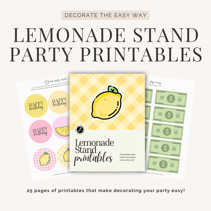 Lemonade Stand Birthday Party Printables INSTANT DOWNLOAD