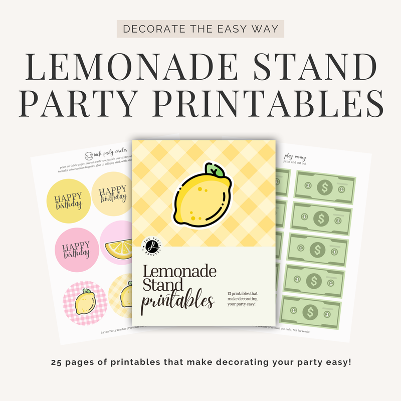 Lemonade Stand Birthday Party Printables INSTANT DOWNLOAD