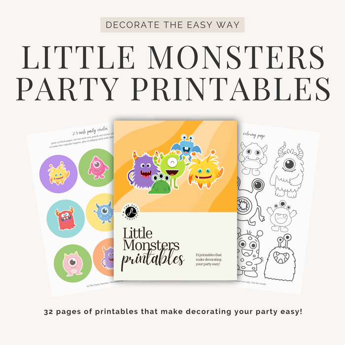 Little Monsters Birthday Party Printables INSTANT DOWNLOAD