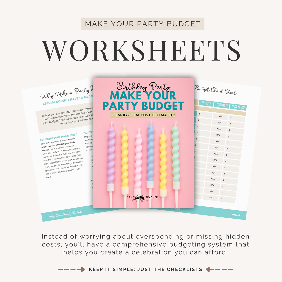 Make Your Party Budget Worksheets INSTANT DOWNLOAD