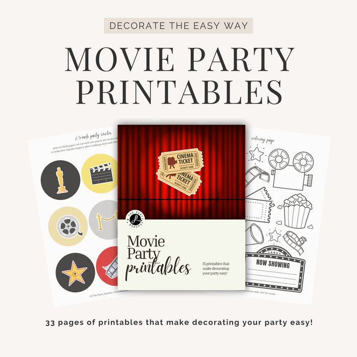 Movie Birthday Party Printables INSTANT DOWNLOAD