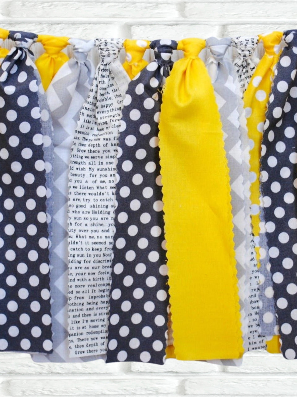 Mystery Party Yellow & Gray Fabric Bunting - FREE Shipping