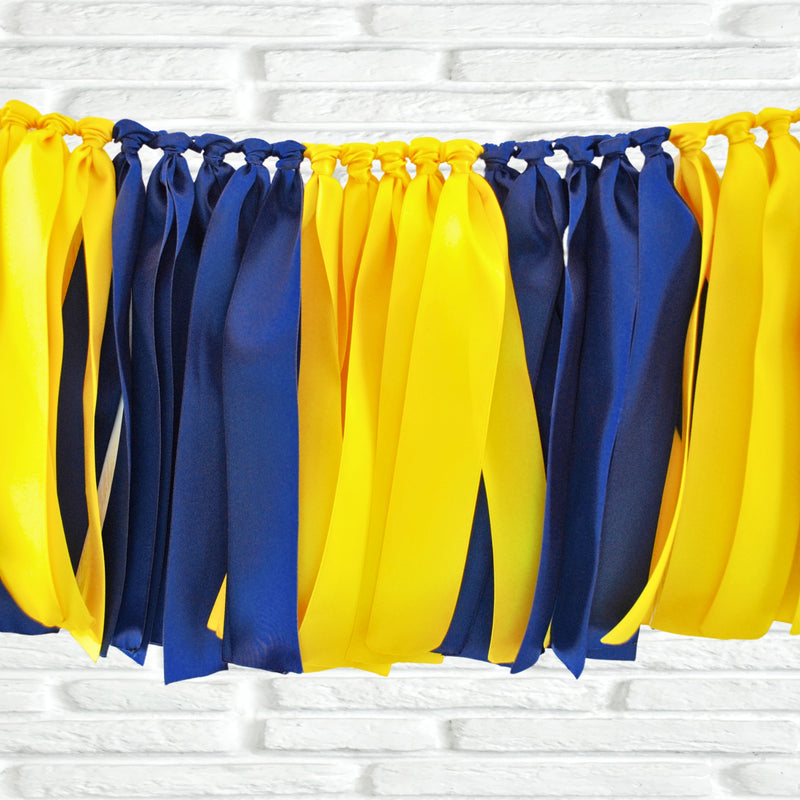 Navy Yellow Ribbon Bunting - The Party Teacher - close up