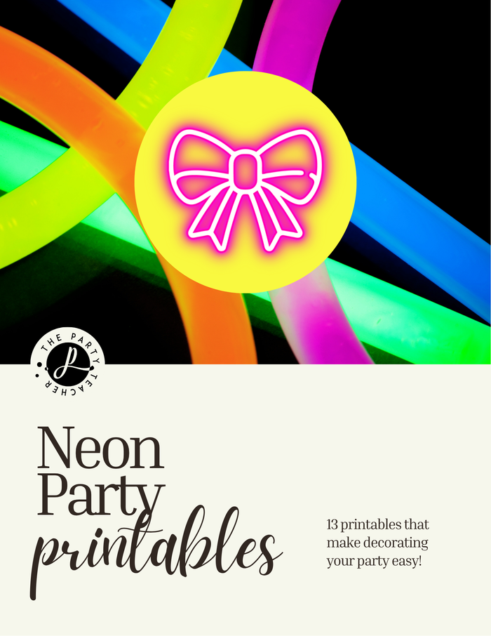 Neon Birthday Party Printables INSTANT DOWNLOAD
