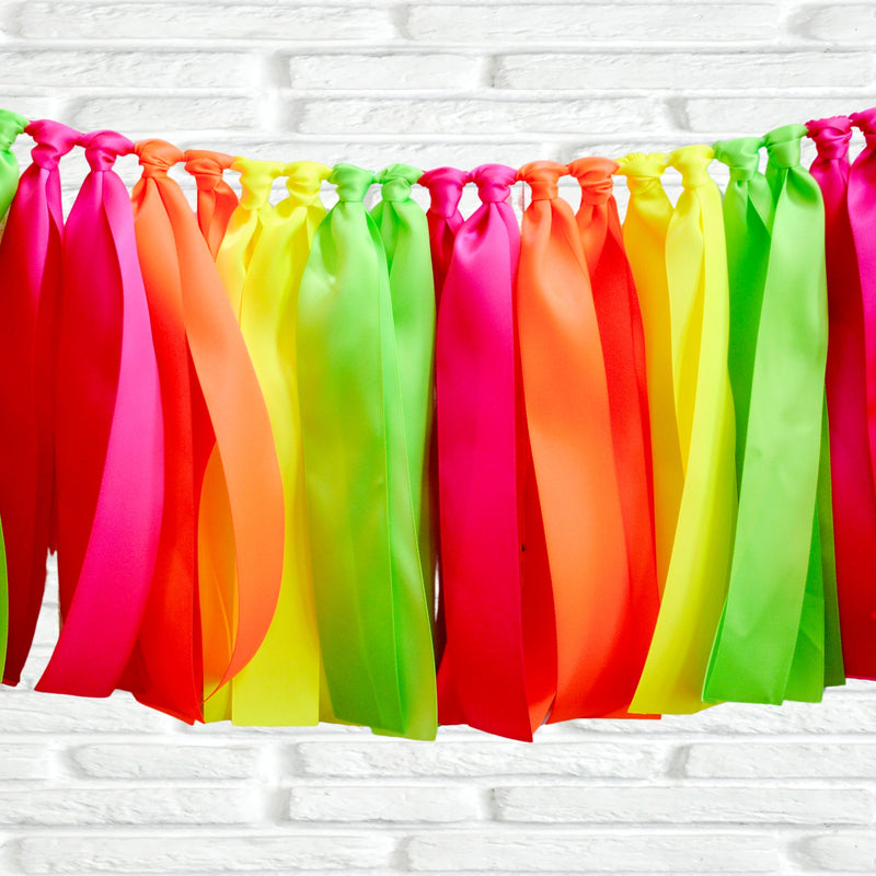 Neon Ribbon Bunting - The Party Teacher - close up