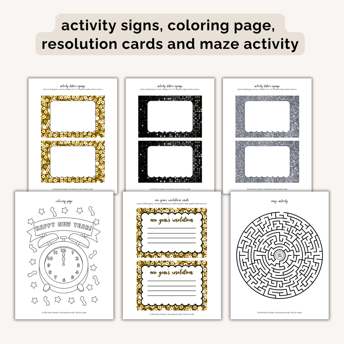 New Year's Eve Party Printables INSTANT DOWNLOAD