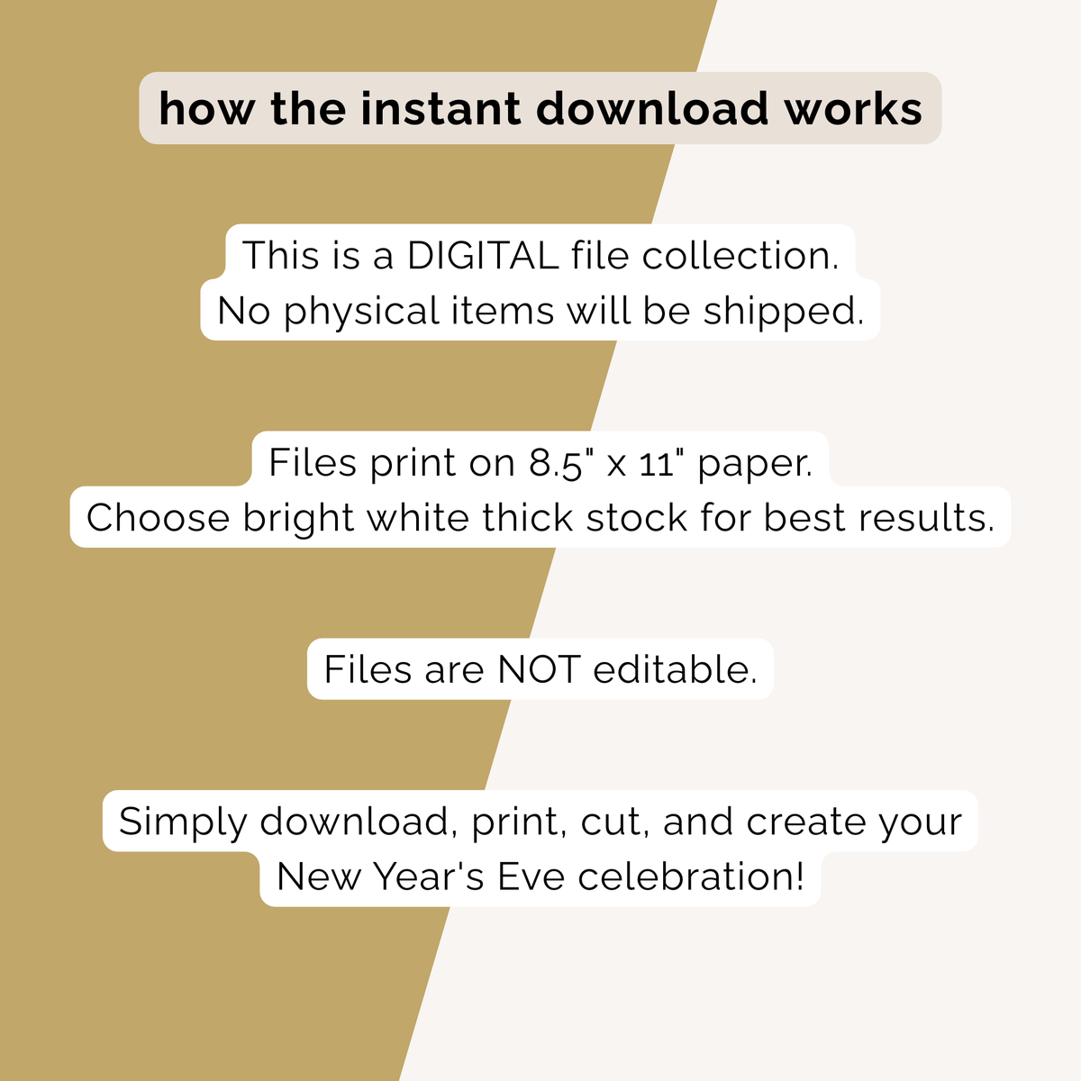 New Year's Eve Party Printables INSTANT DOWNLOAD