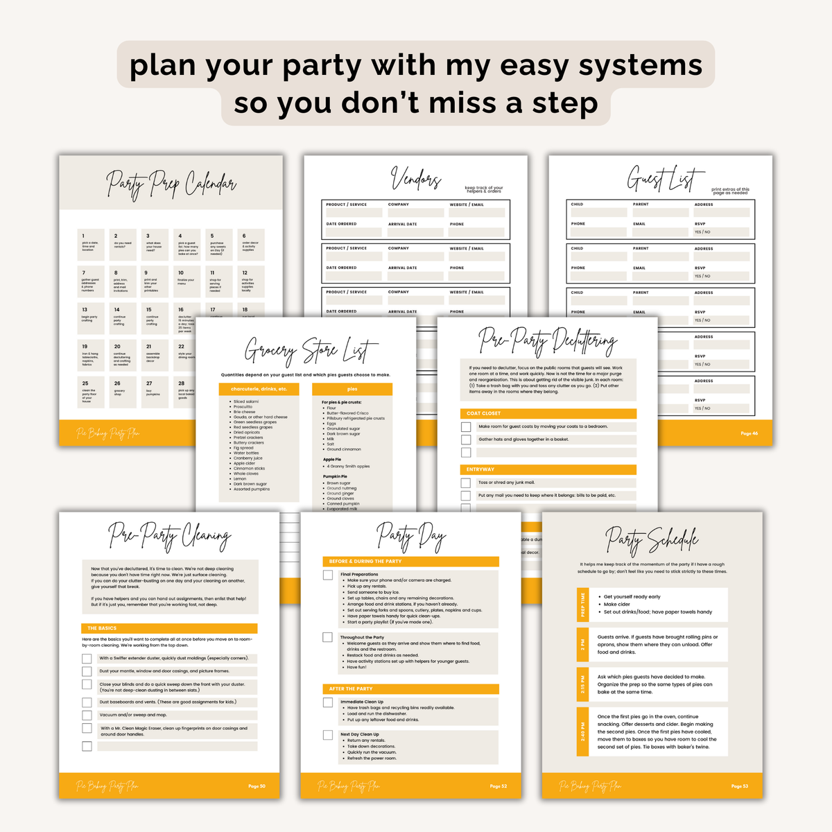 Pie Baking Friendsgiving Party Plan INSTANT DOWNLOAD