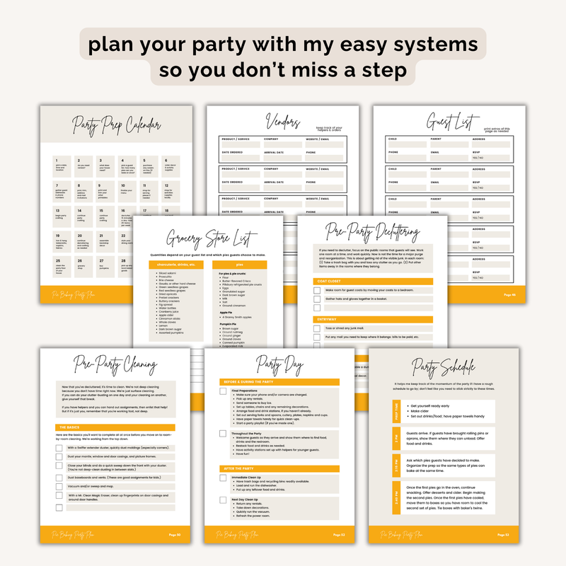 Pie Baking Friendsgiving Party Plan INSTANT DOWNLOAD