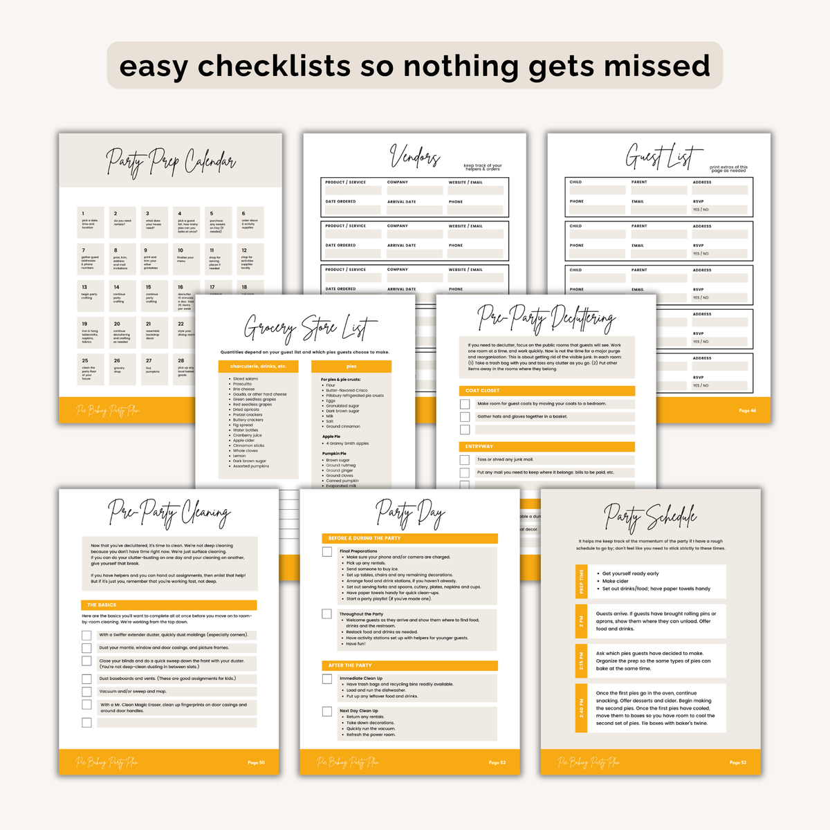 Pie Baking Friendsgiving Party Plan INSTANT DOWNLOAD