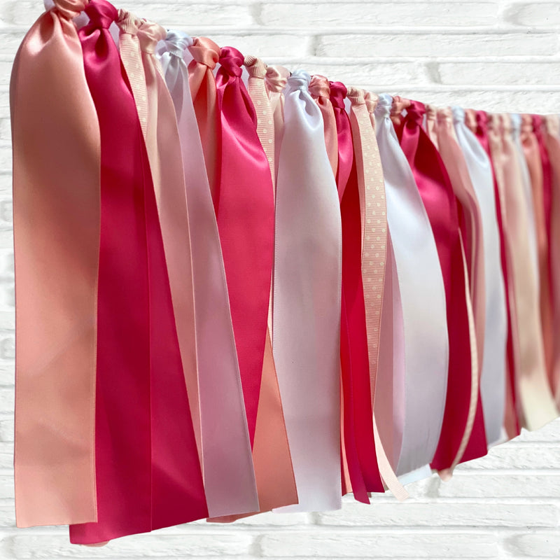 Pink Coquette Ribbon Bunting - The Party Teacher - left side view