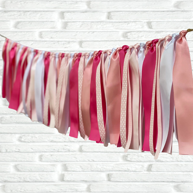 Pink Coquette Ribbon Bunting - The Party Teacher - full view