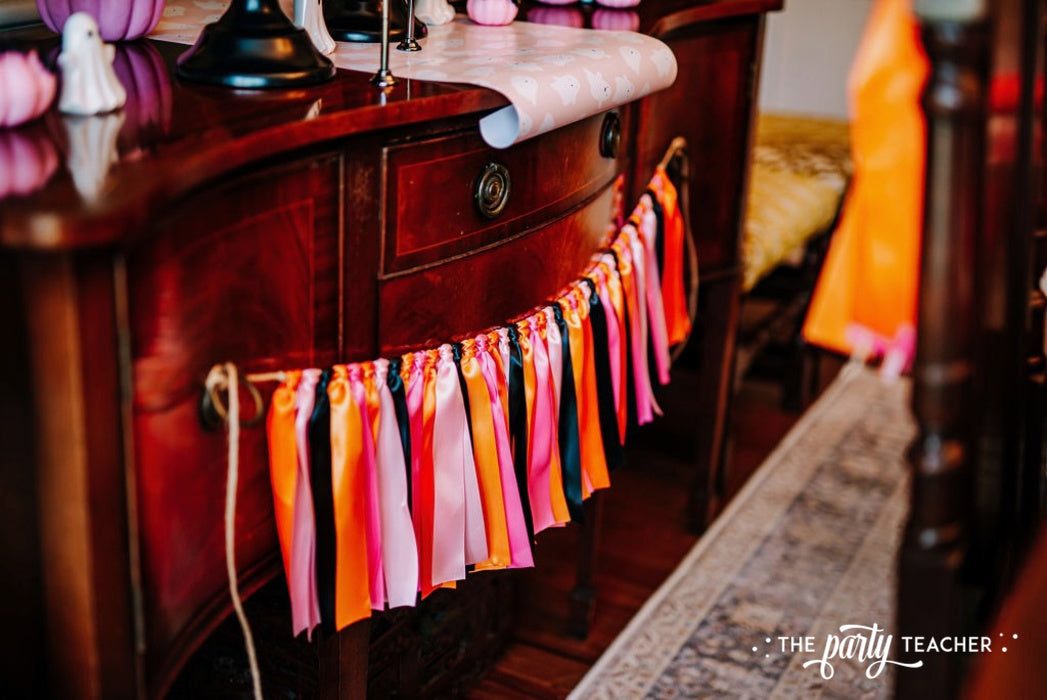Pink Halloween Ribbon Bunting