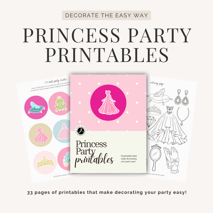 Princess Birthday Party Printables INSTANT DOWNLOAD