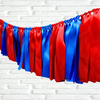 Red Royal Blue Ribbon Bunting - The Party Teacher - full view