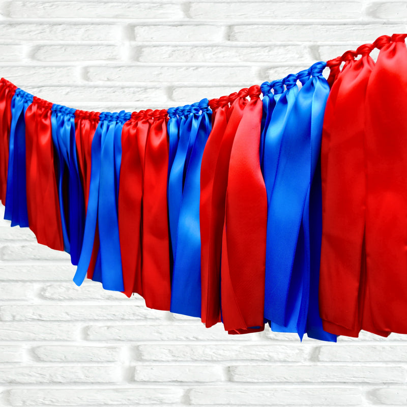 Red Royal Blue Ribbon Bunting - FREE Shipping