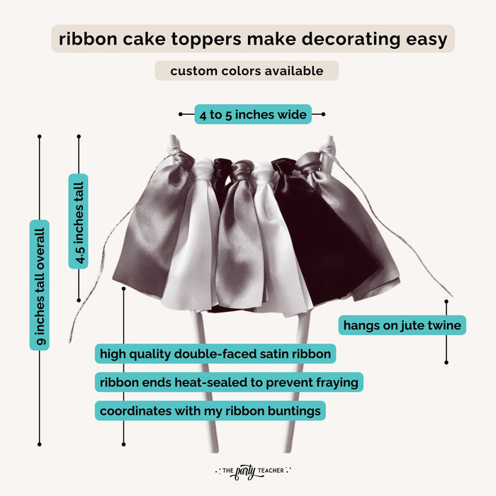 Ribbon cake topper dimensions and features