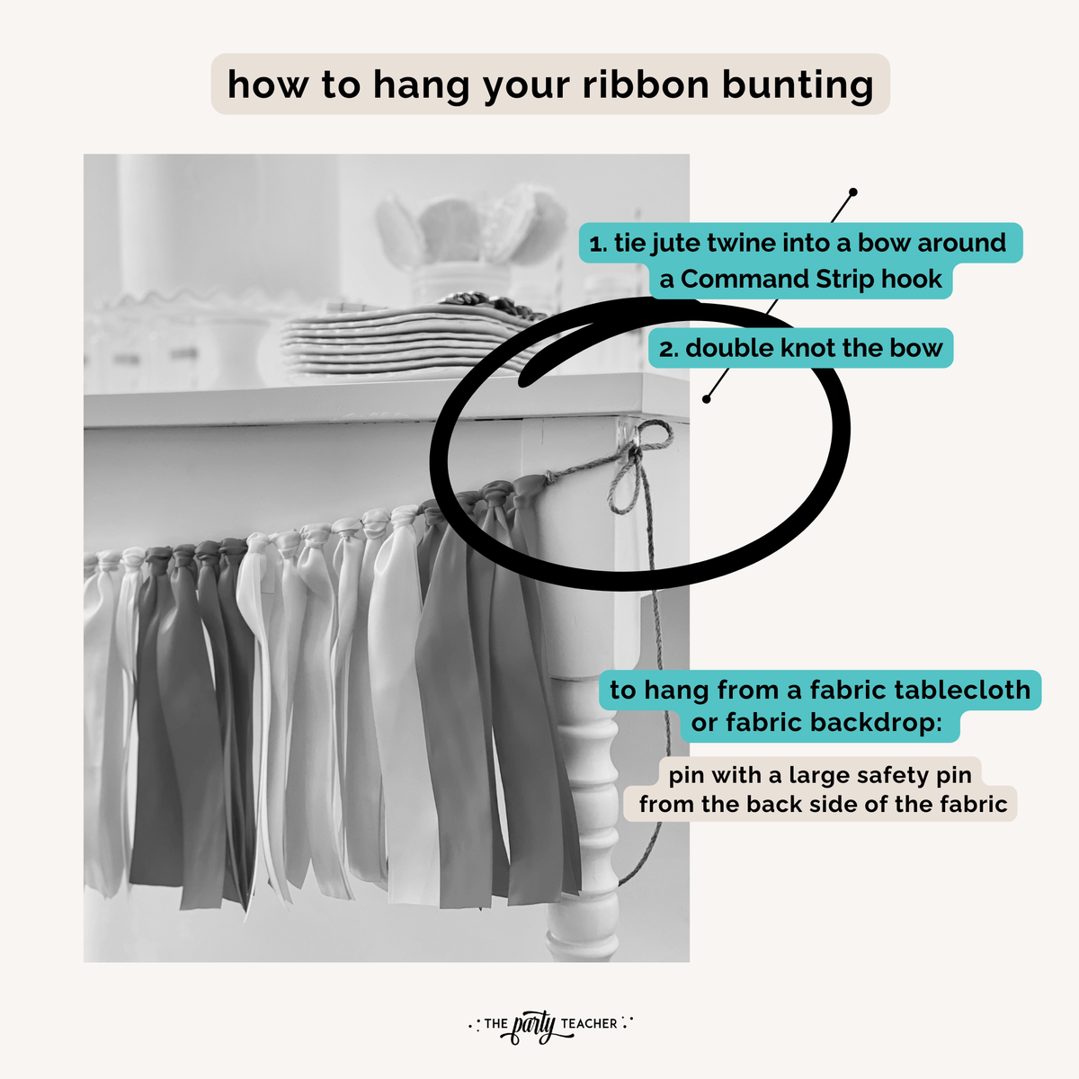 How to hang your ribbon party bunting