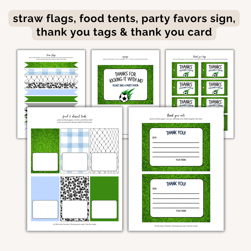 Soccer Birthday Party Printables INSTANT DOWNLOAD