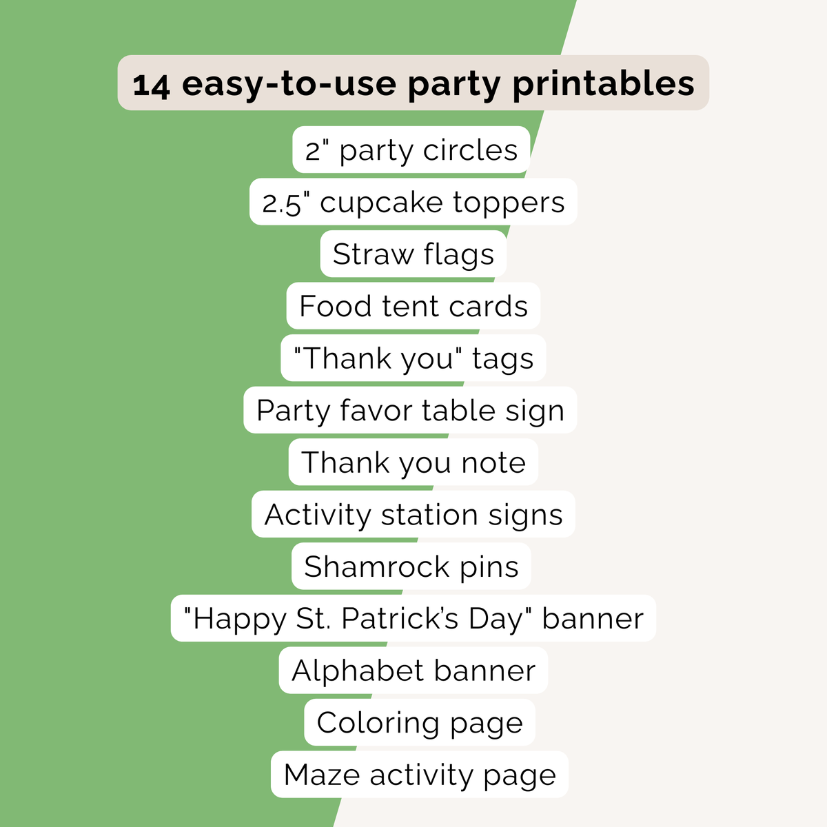 St. Patrick's Day Party Printables INSTANT DOWNLOAD