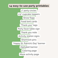 St. Patrick's Day Party Printables INSTANT DOWNLOAD