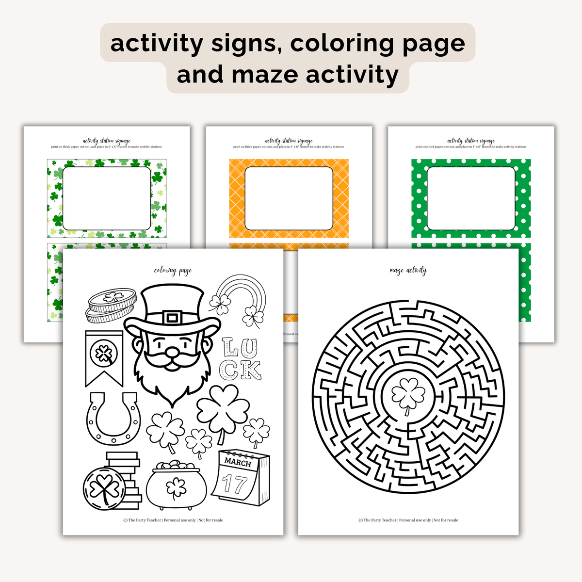 St. Patrick's Day Party Printables INSTANT DOWNLOAD