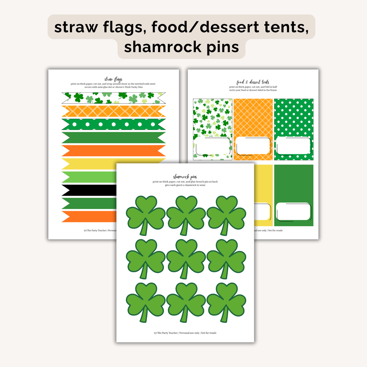 St. Patrick's Day Party Printables INSTANT DOWNLOAD