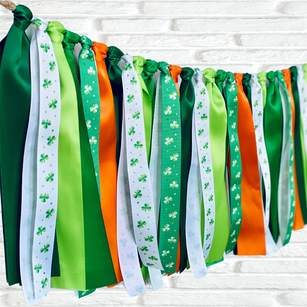 St Patricks Day Orange Ribbon Bunting - The Party Teacher - left side view