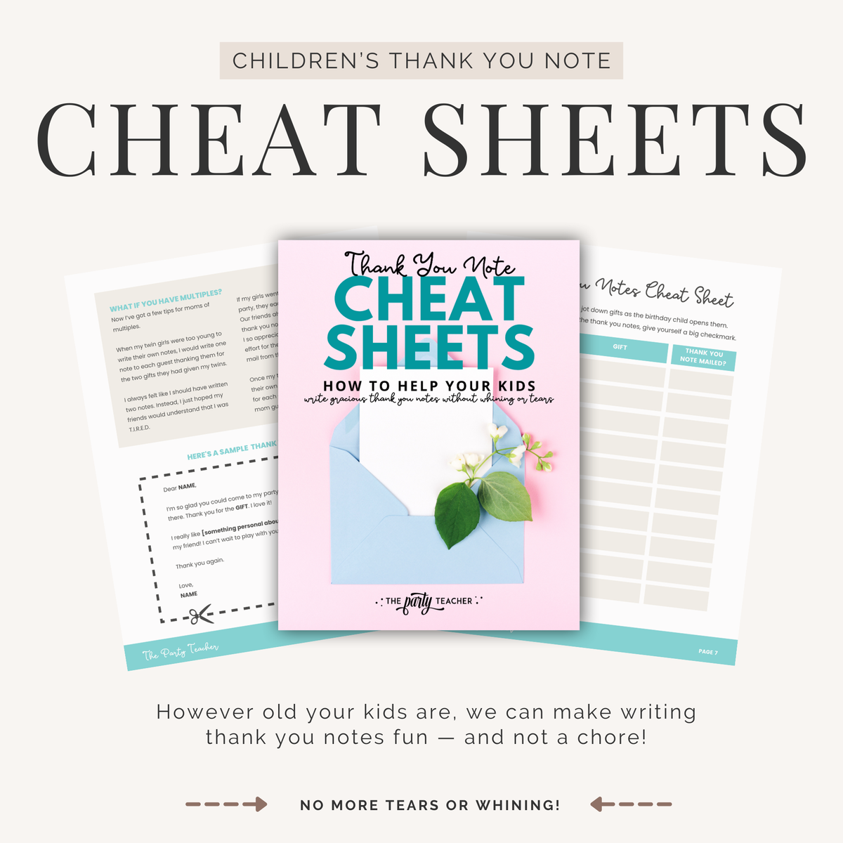 Thank You Note Cheat Sheets - write gracious notes without tears - The Party Teacher