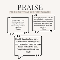 Thank You Note Cheat Sheets - testimonials - The Party Teacher